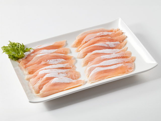 去皮鮭魚腹片<P>Frozen Salmon Belly Cutting Meat (Skin Off)